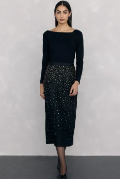 Pedro del Hierro Saias-Saia lápis em tecido fantasia Preto