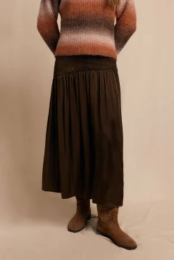 Slowlove Saias-Saia midi acetinada Castanho