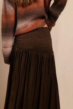 Slowlove Saias-Saia midi acetinada Castanho