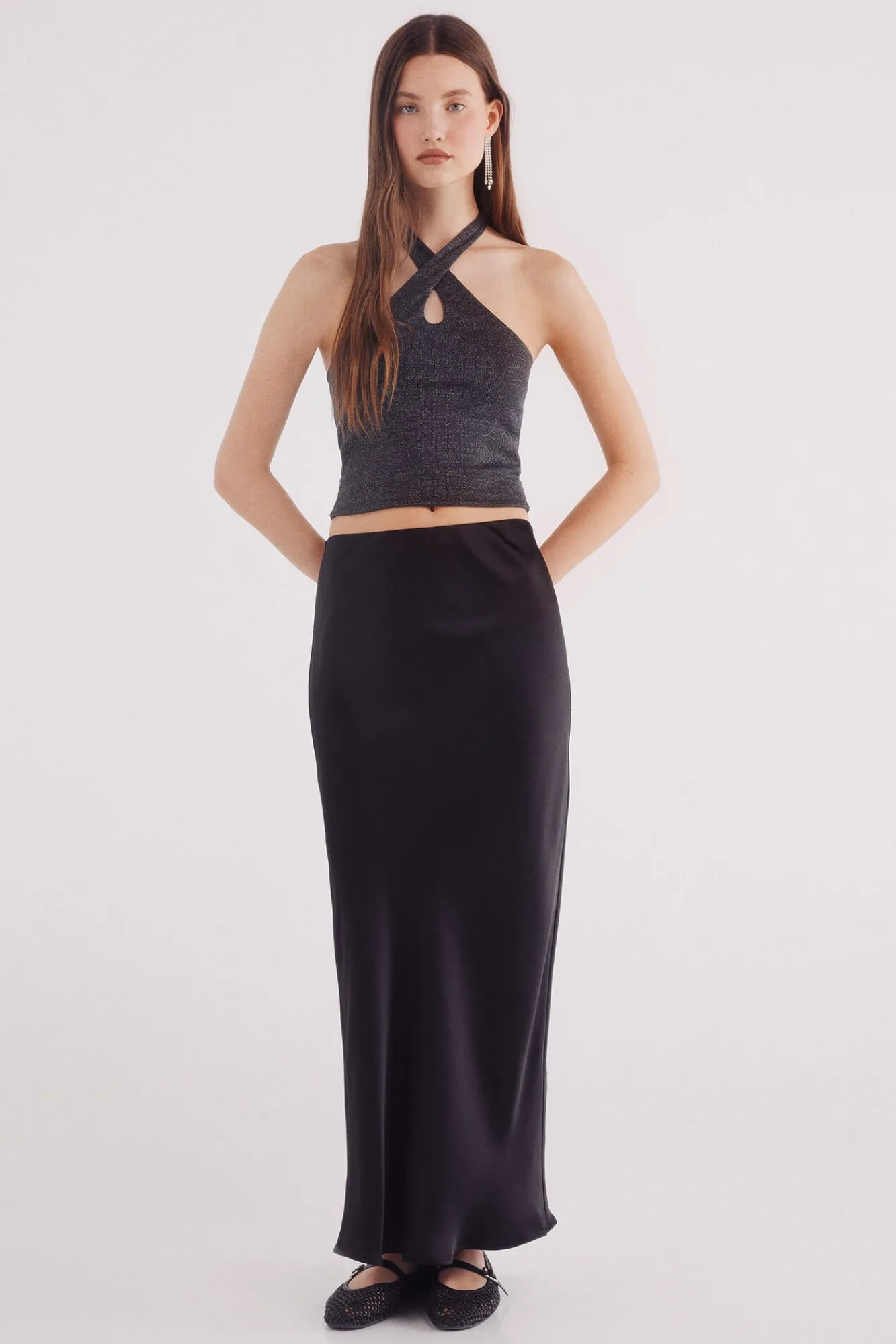 Springfield Saias-Saia midi acetinada preto