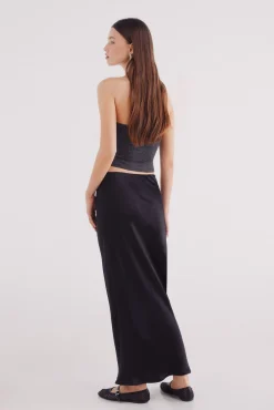 Springfield Saias-Saia midi acetinada preto