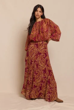 Slowlove Saias-Saia midi capa estampada Vermelho