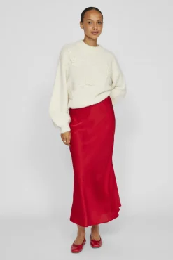 Vila Saias-Saia midi cetim Vermelho