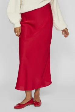 Vila Saias-Saia midi cetim Vermelho
