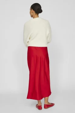 Vila Saias-Saia midi cetim Vermelho