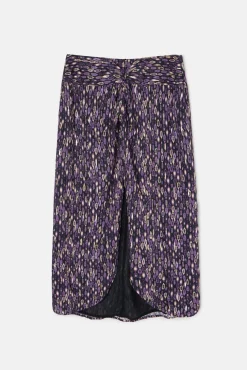 Silbon Saias-Saia midi com estampado ikat e abertura Roxo