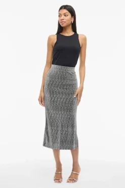 Vila Saias-Saia midi com glitter Cinzento