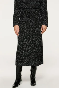 Selected Saias-Saia midi de algodão orgânico Preto