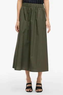 Vila Saias-Saia midi de algodão orgânico com viscose Verde