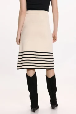 Vila Saias-Saia midi de malha com viscose Tostado