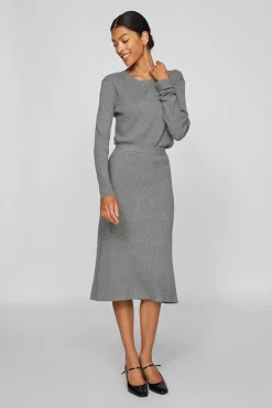 Vila Saias-Saia midi de malha malha Cinzento