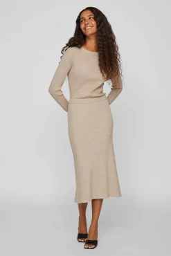 Vila Saias-Saia midi de malha malha Castanho