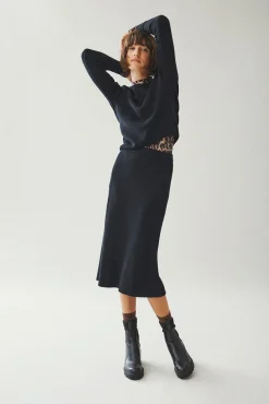 Vila Saias-Saia midi de malha malha Preto