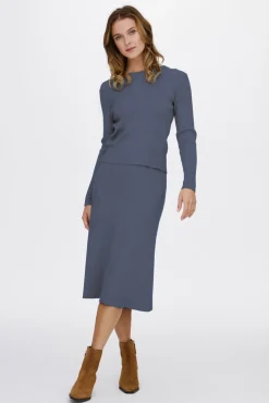 Vila Saias-Saia midi de malha malha Azul