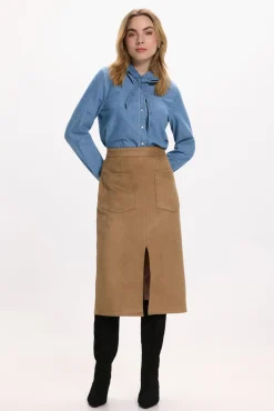 Vila Saias-Saia midi de saia Castanho