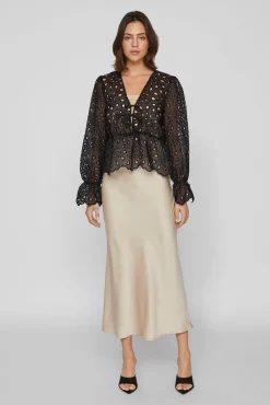 Vila Saias-Saia midi de saia Tostado