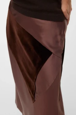 Vero Moda Saias-Saia midi de tecido triplo Castanho