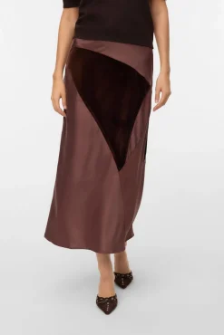 Vero Moda Saias-Saia midi de tecido triplo Castanho