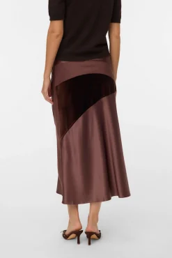 Vero Moda Saias-Saia midi de tecido triplo Castanho