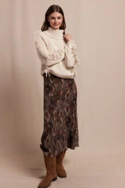 Slowlove Saias-Saia midi estampada Castanho