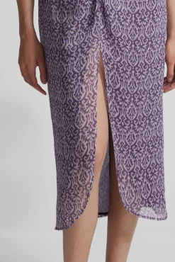 Silbon Saias-Saia midi estampado Ikat com abertura Roxo