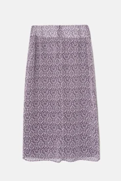 Silbon Saias-Saia midi estampado Ikat com abertura Roxo