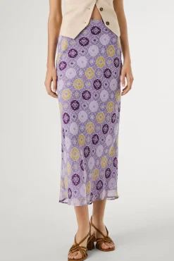 Pepe Jeans Saias-Saia midi esvoaçante com estampado. rosa