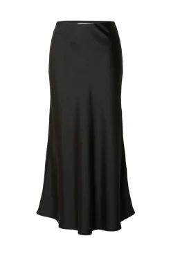 Selected Saias-Saia midi fluida confecionada com materiais reciclados. Preto