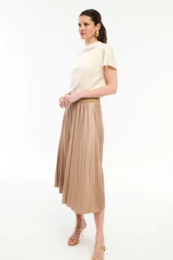 Vila Saias-Saia midi plissada Castanho