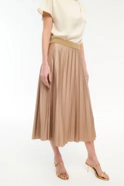 Vila Saias-Saia midi plissada Castanho