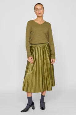 Vila Saias-Saia midi plissada Verde
