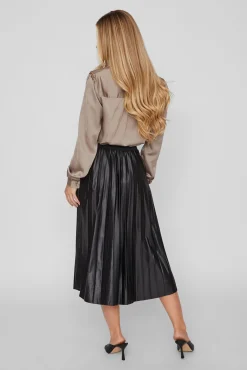 Vila Saias-Saia midi plissada Preto
