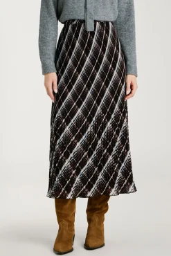 Vila Saias-Saia midi plissada de chiffon Preto