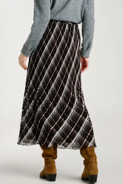 Vila Saias-Saia midi plissada de chiffon Preto