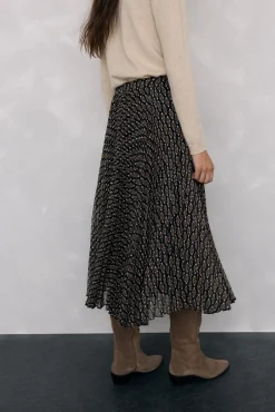 Pedro del Hierro Saias-Saia midi plissada estampada Cizento