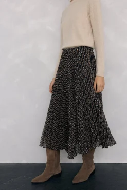 Pedro del Hierro Saias-Saia midi plissada estampada Cizento