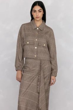 Pedro del Hierro Saias-Saia midi xadrez com folho desfiado Marrom