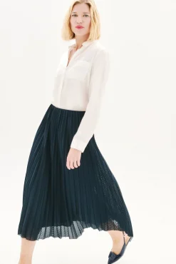 Caroll Saias-Saia plissada Azul