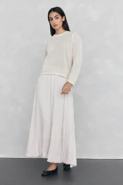 Pedro del Hierro Saias-Saia plissada de cetim Beige