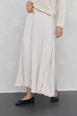 Pedro del Hierro Saias-Saia plissada de cetim Beige