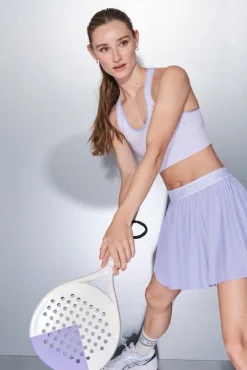 Dash and Stars Saias-Saia plissada lilás com forro de tela rosa