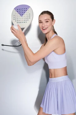 Dash and Stars Saias-Saia plissada lilás com forro de tela rosa