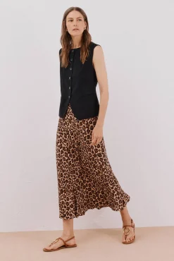 Cortefiel Saias-Saia roda estampada Tostado