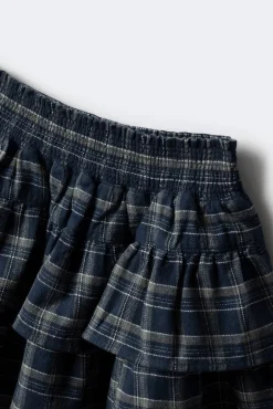 Springfield Kids Saias|Vestidos-Saia xadrez feminina com babados azul