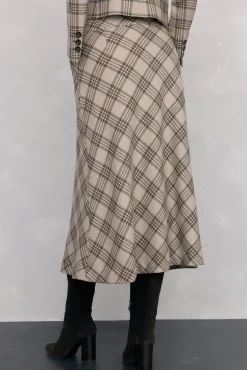 Pedro del Hierro Saias-Saia xadrez larga Marrom