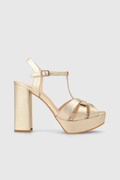 Lodi Saltos-Sandálias com plataforma em camurça preta Dourado