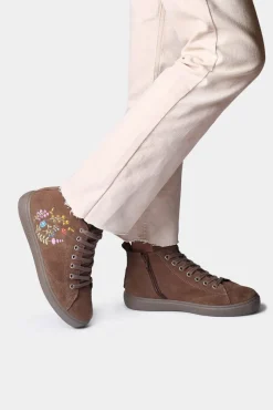 Toni Pons Botas-Sapatilha abotinada com detalhes florais castanho