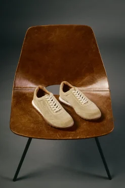 OOTO Sneakers-Sapatilha de pele croute Castanho