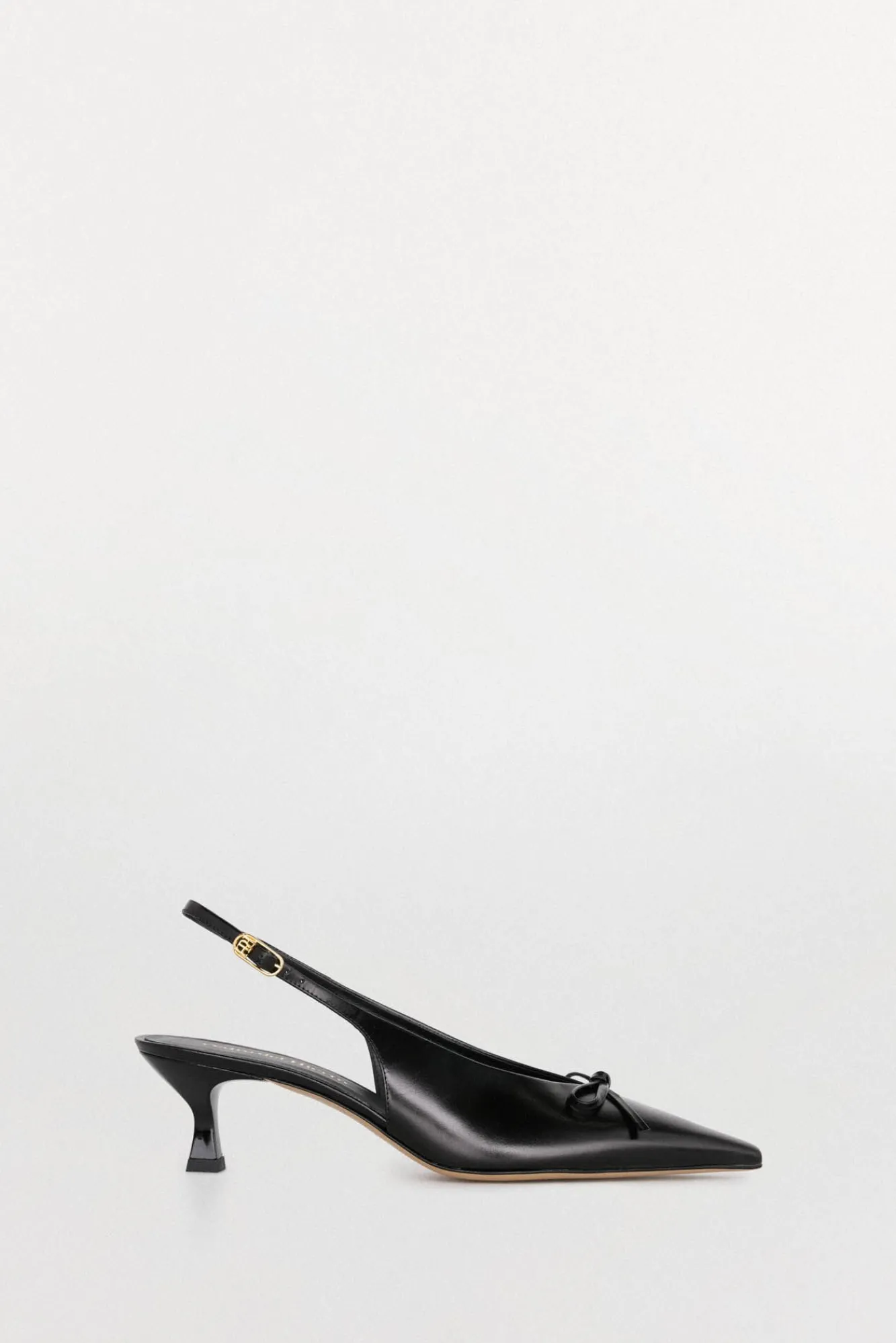 Pedro del Hierro Saltos|Calçado De Couro-Sapato tipo slingback de couro envernizado com salto gatinho Preto