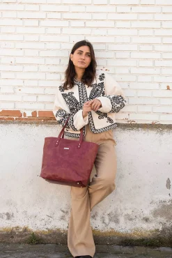 The Code Malas-Shopper Arizona pele bordô Granada